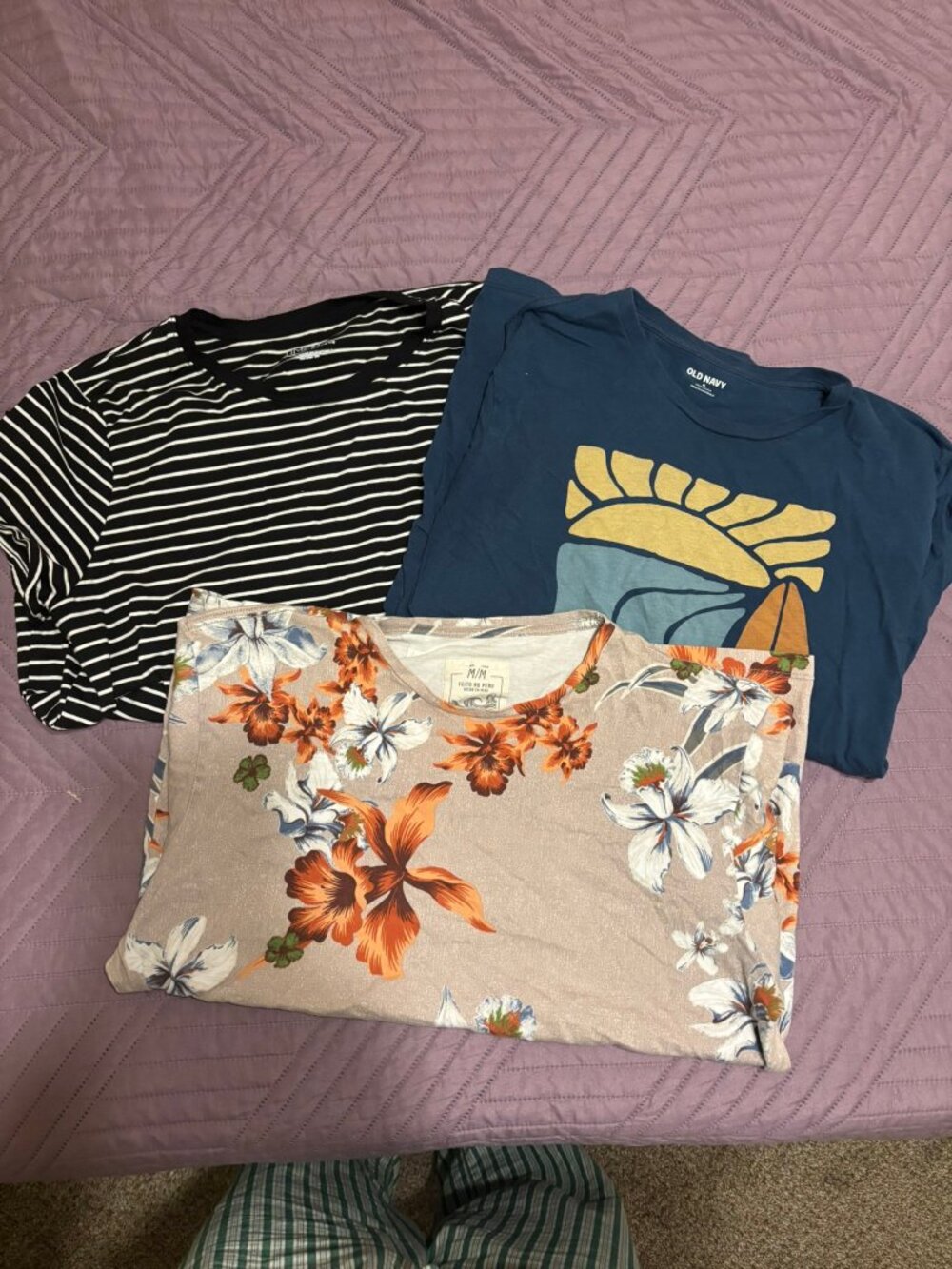 Womens T-Shirt Bundle of 3, Size [L], Striped, Old Navy Graphic, Tropical Floral